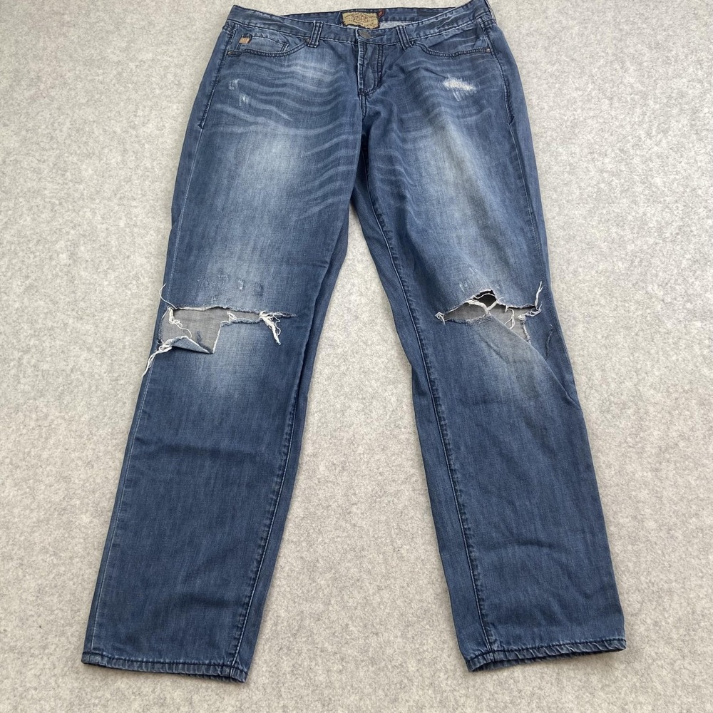 Dear John Diablo Jeans Womens 30 (32x29) Blue Wash High Rise Straight Distressed